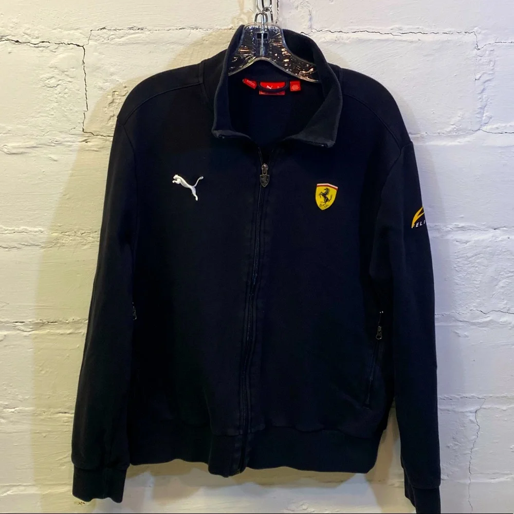 Puma Ferrari Felipe Massa Black Zip Up Sweatshirt with Official Ferrari Patch - Picture 1 of 14
